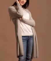 Cardigan Longo 100%Cashmere Cor Cinza Nuvem Sem Tingimento Tamanho XL Cardigan Longo 100%Cashmere Cor Cinza Nuvem Sem Tingimento Tamanho XL