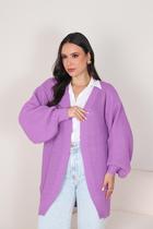 Cardigan Longo de Inverno Manga Bufante Moda Tricot Feminina Outono Inverno Cardigan Longo de Inverno Manga Bufante Moda Tricot Feminina Outono Inverno