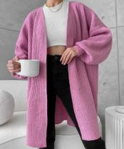 Cardigan Longo de Tricot Mousse - Tamanho Único (M) - Veste 38 a 46 Cardigan Longo de Tricot Mousse - Tamanho Único (M) - Veste 38 a 46