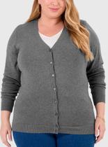 Cardigan Malwee 1000090744 Feminino Plus Size Decote V Tricô T. G1/G3