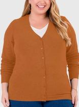 Cardigan Malwee 1000090744 Feminino Plus Size Decote V Tricô T. G1/G3