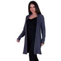 Cardigan Manga Longa Canelado Casaco Kimono de Inverno Feminino Fabiane