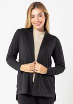 Cardigan Pau a Pique Básico Preto