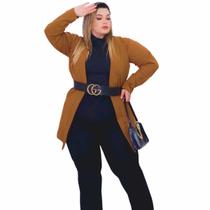 Cardigan Plus Size Blusa Inverno Manga Longa Moletinho - INSPIRE