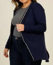 Cardigan Plus Size Canelado Feminino - Lecimar