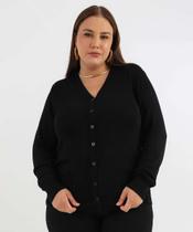 Cardigan Plus Size Feminino Tricô Marisa Preto-53449