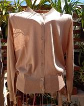 Cardigan SetaCashmere Gola Careca Cor Camelo Tamanho XL Cardigan SetaCashmere Gola Careca Cor Camelo Tamanho XL
