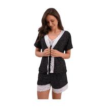 Cardigan solo com renda como pati preto