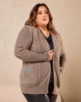 Cardigan Trança Com Bolso Plus Size Cardigan Trança Com Bolso Plus Size