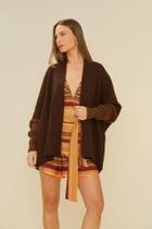 Cardigan Tricot Alongado Marrom Rust/Caju Queimado Oh.Boy! Cardigan Tricot Alongado Marrom Rust/Caju Queimado Oh.Boy!