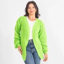 Cardigan Tricot Blogueira De Lã Feminino Ombro Caído Aberto