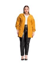 Cardigan Tricot Canelado Com Bolsos Plus Size Cardigan Tricot Canelado Com Bolsos Plus Size