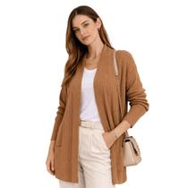 Cardigan Tricôt Feminino Facinelli 651283 Camel Cardigan Tricôt Feminino Facinelli 651283 Camel