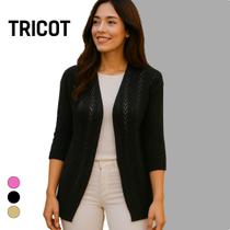 Cardigan Tricot Manga 3/4 Detalhe Vazado