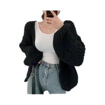 Cardigan Vintage Com Mangas Lanternas Para Mulheres Estilo Harajuku Casual Chic Y2k Suéter Top De