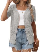 Cardigan Zeagoo feminino de manga curta com decote em V, leve e botão Cardigan Zeagoo feminino de manga curta com decote em V, leve e botão