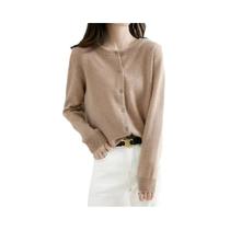 Cardigans De Cashmere Femininos Suéter De Tricô Com Decote Redondo Primavera Outono Sólido Com Botão