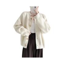 Cardigãs Femininos Soltos De Tricô Com Gola O, Cor Sólida, Outono Inverno, Suéter De Botão Único