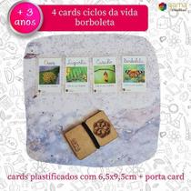 Cards Ciclo da Vida da Borboleta 4un com Porta Cards de MDF - Gama Criativa