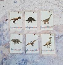 Cards Dinossauros (6un) - Letra Cursiva e Porta Card