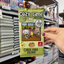 Cards Para Colorir Cozy & Comfy - Kit com 6 Cards em Papel 180g