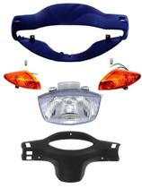 Carenagem C/farol Pisca E Capa Painel Biz 100 Azul 2000