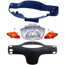 Carenagem Com Farol + Pisca + Capa Painel Biz 100 Azul 2005