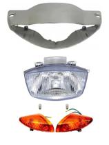 Carenagem Farol Bloco Pisca Dianteiro Prata Biz 100 02..04