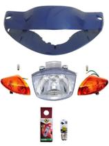 Carenagem Farol+bloco+piscas+lampada Led Biz 100 Azul 02/03