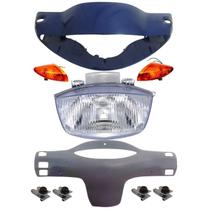 Carenagem Farol, Capa Cinza, Pisca, Bloco Biz 2001 Azul Es
