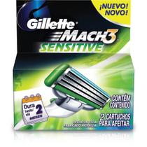 Carga Aparelho Barbear Gillette Mach3 Sensitive com 2 unidades Carga Aparelho Barbear Gillette Mach3 Sensitive com 2 unidades