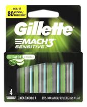 Carga De Aparelho Barbear Gillette Mach3 Sensitive - 4 Un