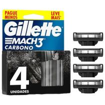 Carga de Aparelho para Barbear Gillette Mach3 Carbono 4 Unidades Leve Mais Pague Menos