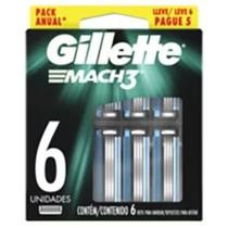 Carga de Aparelho para Barbear Gillette Mach3 Com 6 Unidades