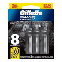 Carga Gillette Mach3 C/8 Sensitive/Normal/Carbono - Gillete