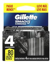 Carga Gillette Mach3 Carbono Refil 4 Unidades - Gillete