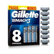 Carga Gillette Mach3 Tradicional com 8 Unidades