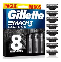 Carga Lâmina De Barbear Gillette Mach3 Carbono 8 Cartuchos