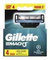 Carga Lâmina De Barbear Gillette Mach3 Regular 4 Cartuchos