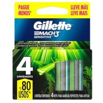 Carga Para Aparelho Barbear Mach3 Sensitive 4 Un - Gillette