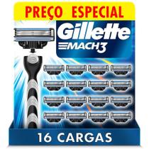 Carga para Aparelho de Barbear Gillette Mach3 16 Unidades