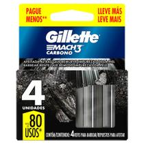 Carga para Aparelho de Barbear Gillette Mach3 Carbono 4 Unidades Leve Mais Pague Menos - Mach 3