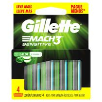 Carga para Aparelho de Barbear Gillette Mach3 Sensitive 4 Unidades