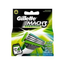 Carga para Aparelho de Barbear Gillette Mach3 Sensitive Branco 4 Unidades