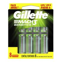 Carga Para Aparelho de Barbear Gillette Mach3 Sensitive Refil 8 Cartuchos