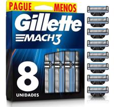 Carga Para Aparelho de Barbear Mach 3 Gillete Com 8 Unidades