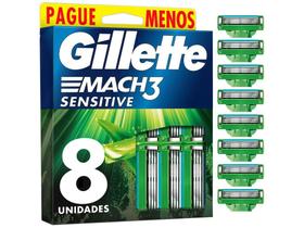 Carga para Aparelho de Barbear para Pele Sensível Gillette Mach3 Sensitive 8 Unidades Carga para Aparelho de Barbear para Pele Sensível Gillette Mach3 Sensitive 8 Unidades