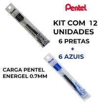 Carga pentel 0.7 energel lr7 kit refil 12 un 6 azul + 6 preta Carga pentel 0.7 energel lr7 kit refil 12 un 6 azul + 6 preta