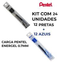 Carga pentel 0.7 energel lr7 kit refil 24 un 12 azul + 12 preta Carga pentel 0.7 energel lr7 kit refil 24 un 12 azul + 12 preta