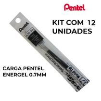 Carga refil caneta pentel energel lr7-c 0.7 preta kit com 12